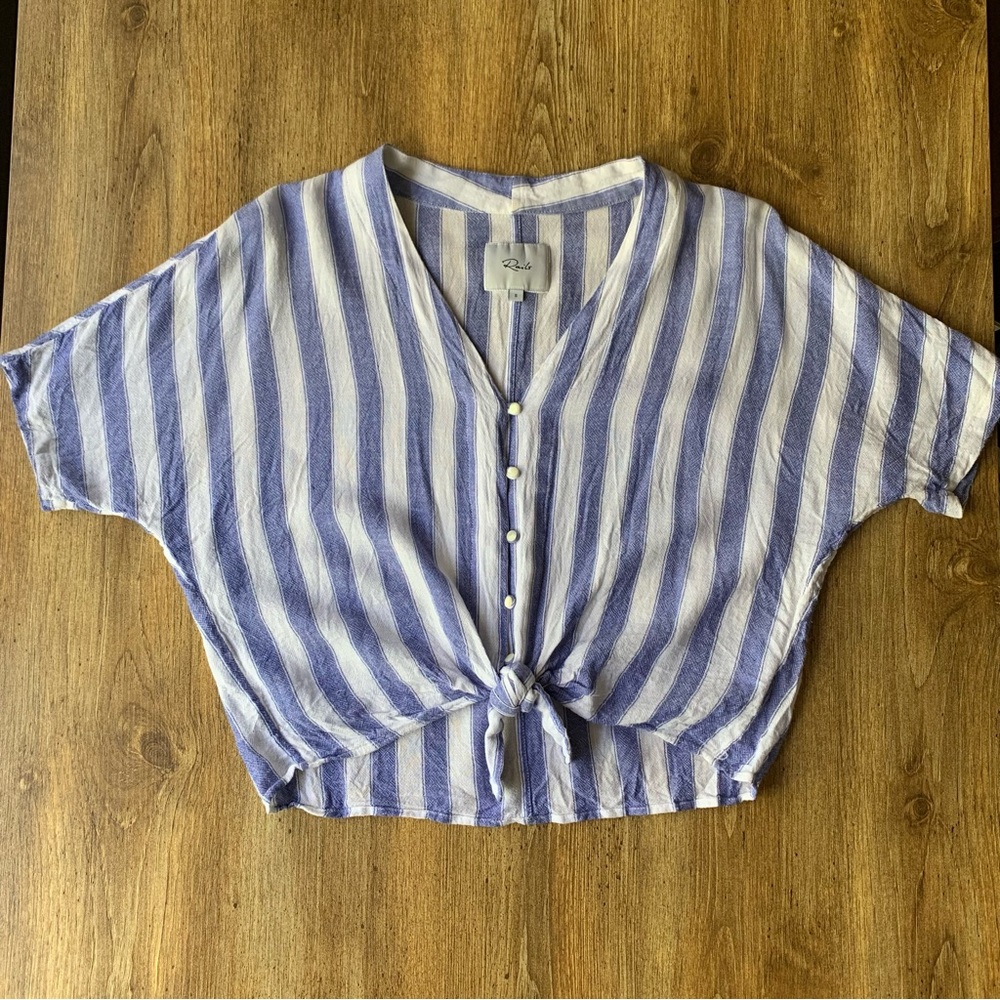 Rails Thea Pacifica Stripe Tie-Front Short Sleeve Top